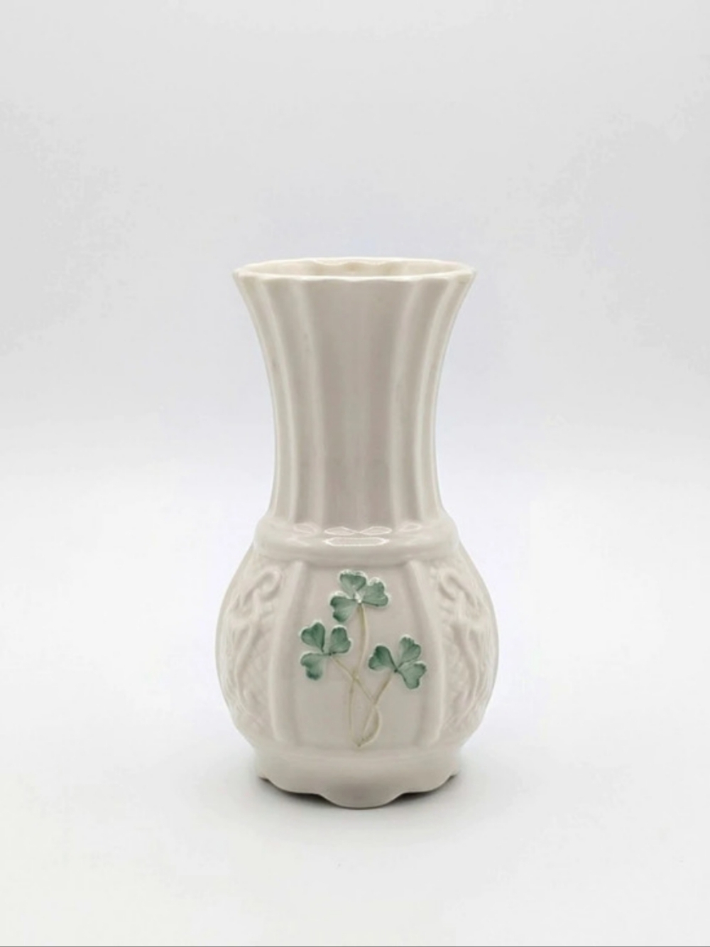 Vintage Belleek Ireland Fine Parian China Shamrock Vase (7th Mark)